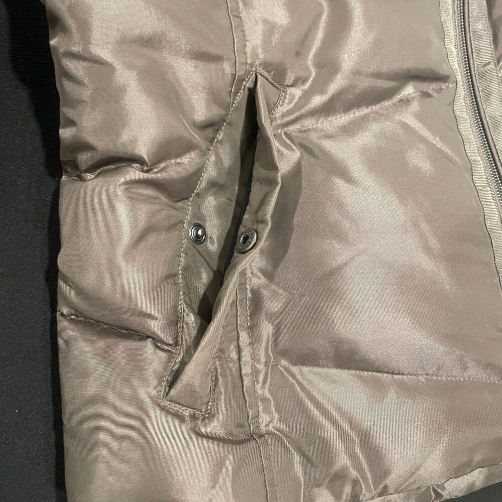 ~~ Lands End Down/Feathers Puffer Vest Sm Womens Zip Up Dark Brown Snap Pockets~ - Picture 14 of 16